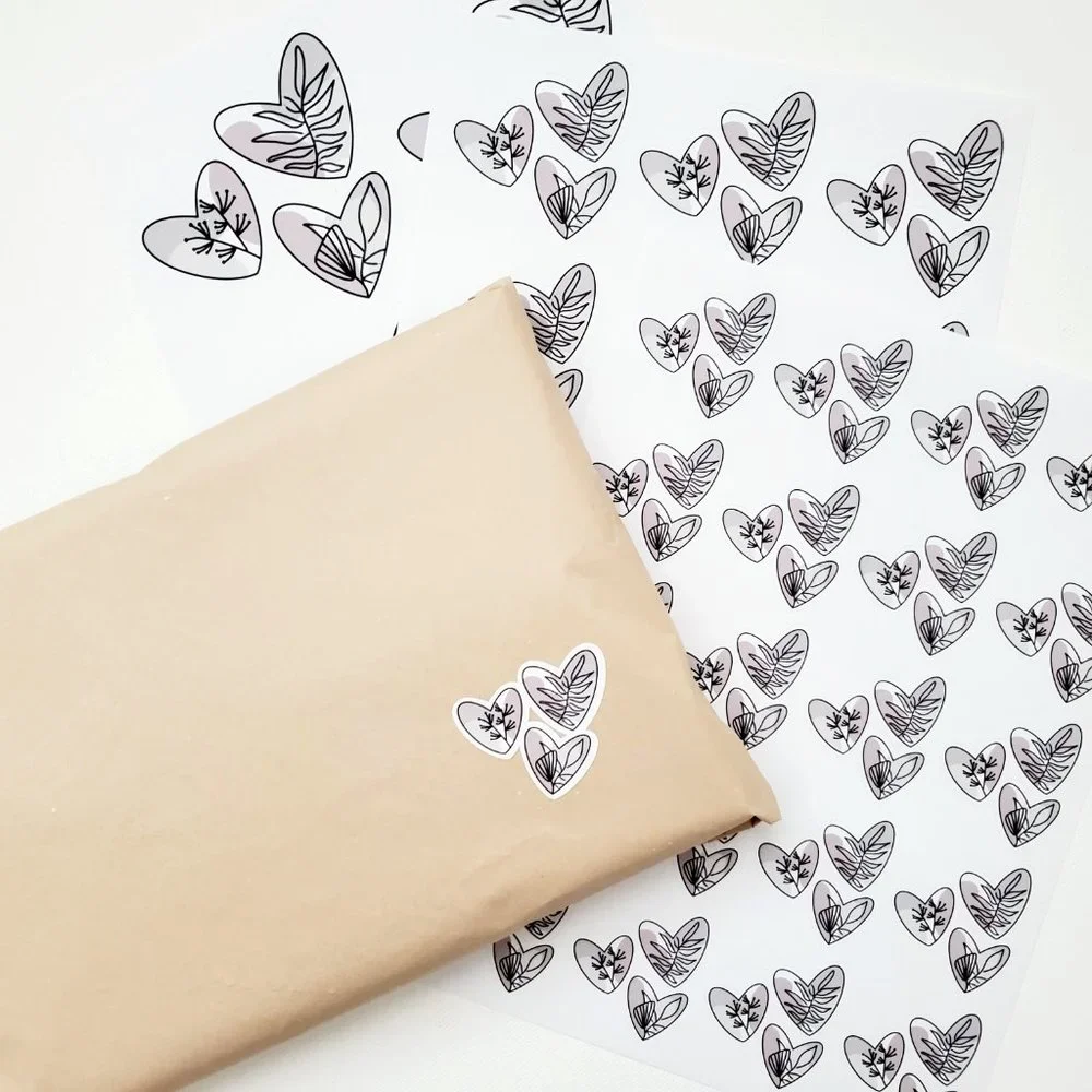 LB068 Neutral Palette Abstract Heart Line Art Plants Sticker Sheets [Price Firm] - Picture 9 of 12